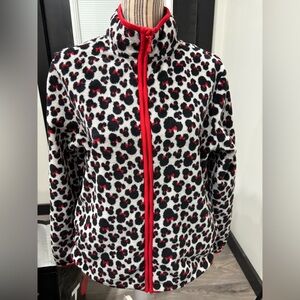 Disney Minnie Mouse Print Fleece Jacket with Red Trim